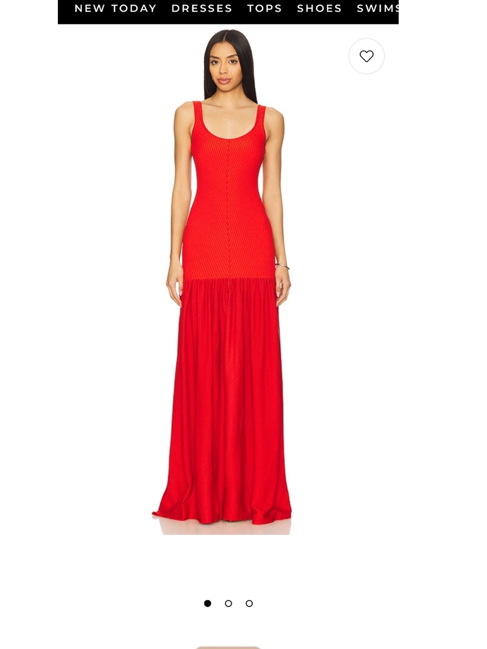 Retrofete Red Ribbed Tank Midi Dress